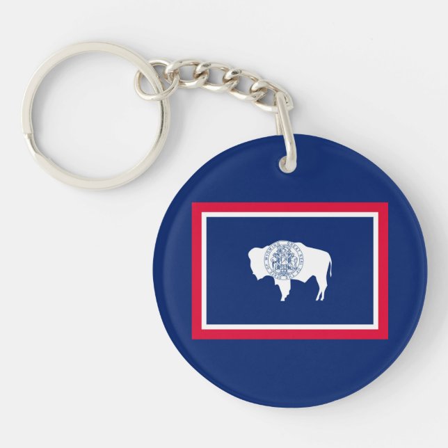 Wyoming State Flag Design Keychain (Front)
