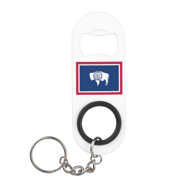 Wyoming State Flag Keychain Bottle Opener (Front)