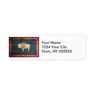 Wyoming State Flag on Old Wood Grain