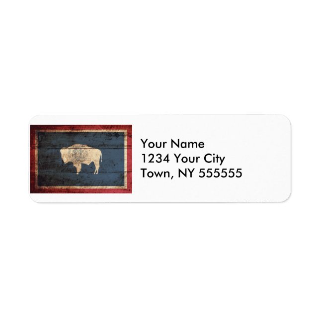 Wyoming State Flag on Old Wood Grain (Front)
