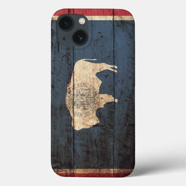 Wyoming State Flag on Old Wood Grain Case-Mate iPhone Case (Back)