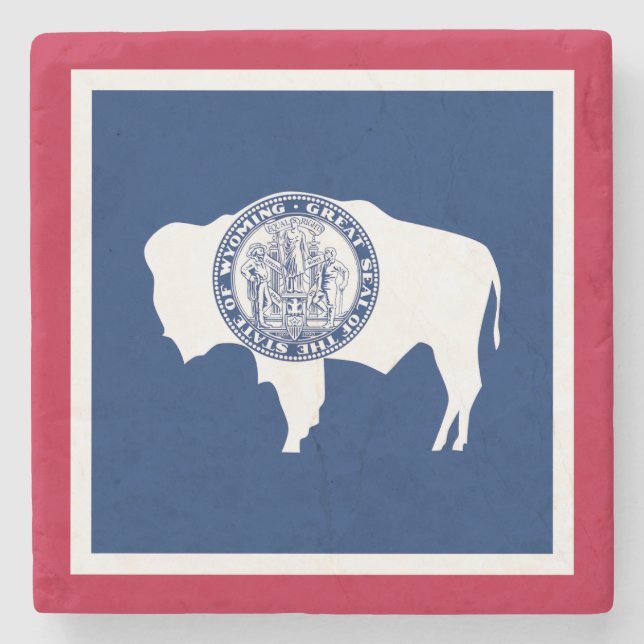Wyoming State Flag Stone Coaster (Front)