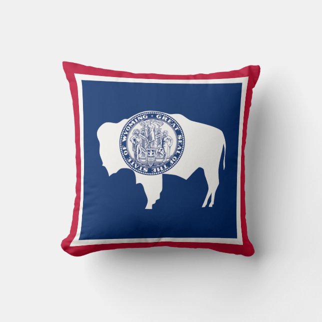 Wyoming State Flag Throw Pillow (Front)