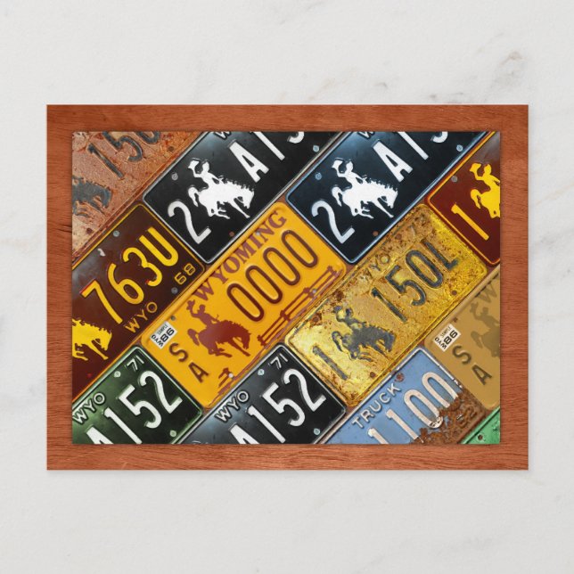Wyoming State License Plate Map by Design Turnpike Postcard (Front)
