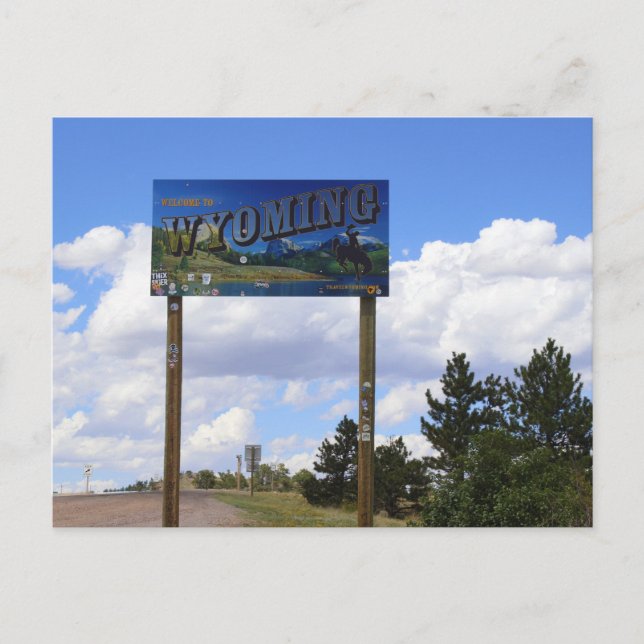 Wyoming State Line Sign Postcard (Front)