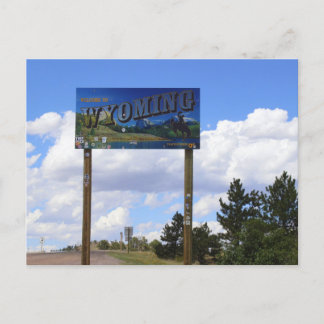 Wyoming State Line Sign Postcard