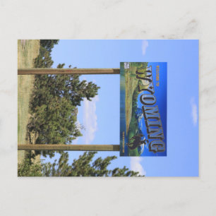 Wyoming State Line Sign Postcard