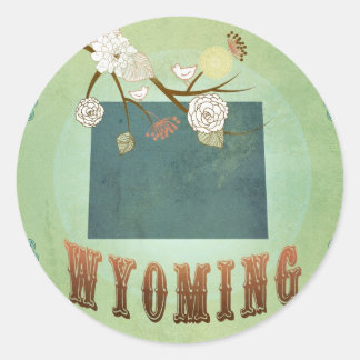 Wyoming State Map – Green Classic Round Sticker
