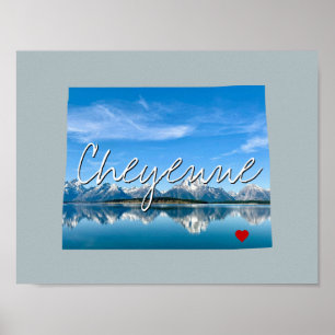 Wyoming State Photo insert and town name Poster