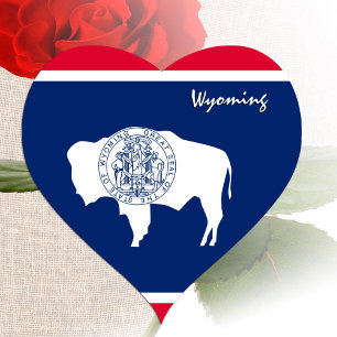 Wyoming Sticker, Heart, Patriotic Wyoming Flag Heart Sticker