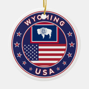 'Wyoming sticker, phone case, tote bag, clock Ceramic Ornament