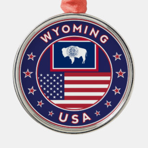 'Wyoming sticker, phone case, tote bag, clock Metal Ornament