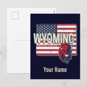 Wyoming United States Retro State Map Vintage USA Holiday Postcard