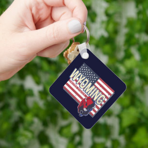 Wyoming United States Retro State Map Vintage USA  Keychain