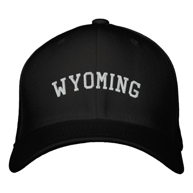 Wyoming USA Embroidered Wool Cap Black (Front)