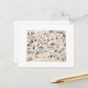 Wyoming Vintage Picture Map Antique State Chart Postcard