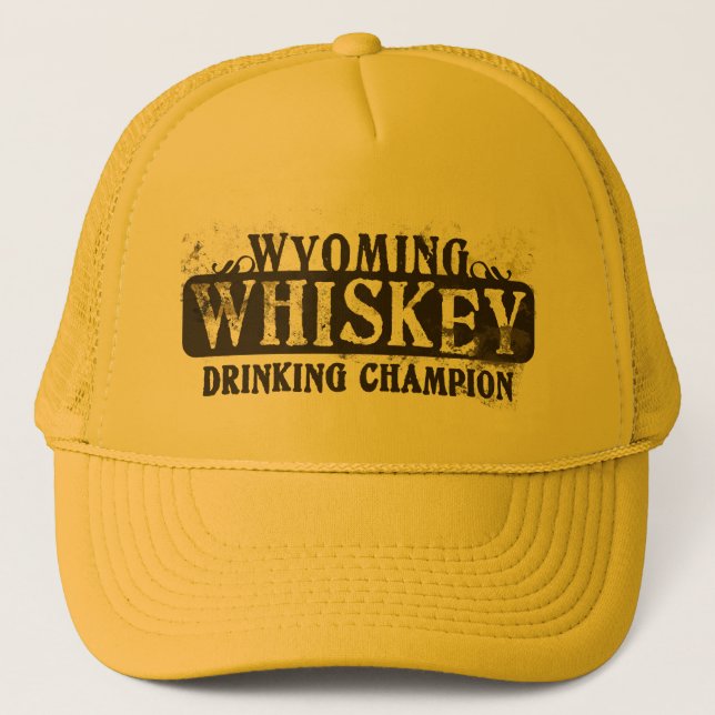 Wyoming Whiskey Drinking Champion Trucker Hat (Front)