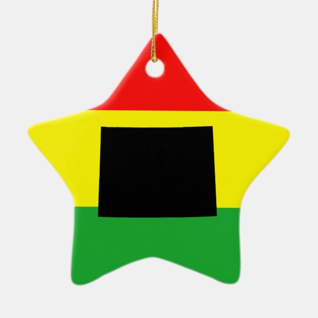 Wyoming with Rasta Colours Ceramic Ornament (Front)