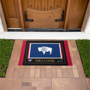 Wyoming & Wyoming Flag house mat /sports USA