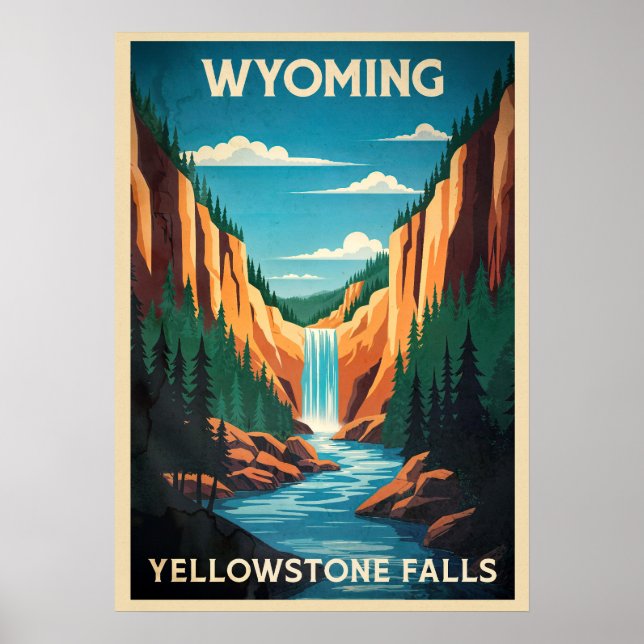 Wyoming Yellowstone Falls V02 Poster (Front)