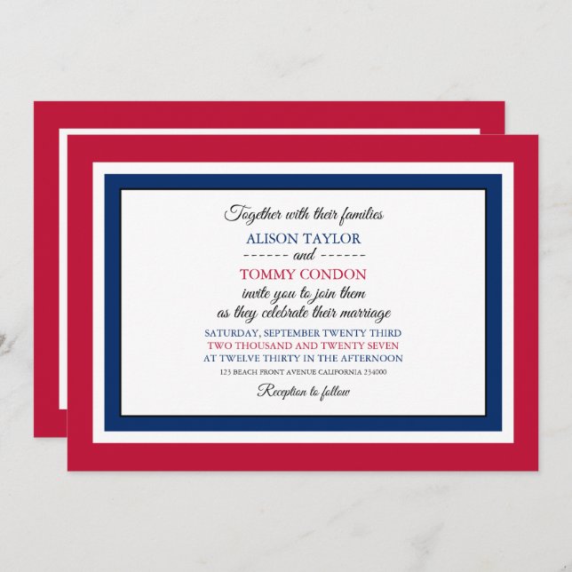 Wyomingite Flag, Flag of Wyoming Wedding Invitation (Front/Back)