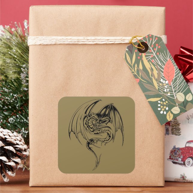 Wyvern Dragon Are Fantasy Mythical Creatures Square Sticker (Holiday)