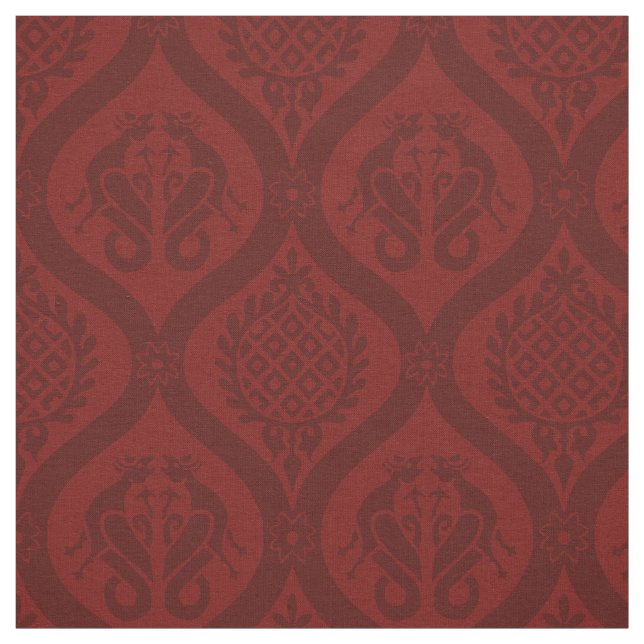 Wyvern Ogee, Deep Red Fabric (Swatch)