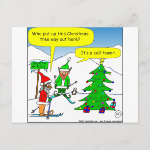 x56 cell tower christmas tree cartoon holiday postcard