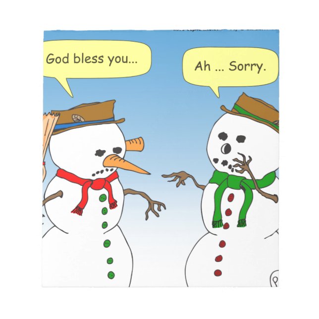 x58 snowman god bless you carrot cartoon notepad (Front)