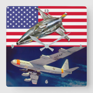 X-15 "MACH 6" USA SQUARE WALL CLOCK
