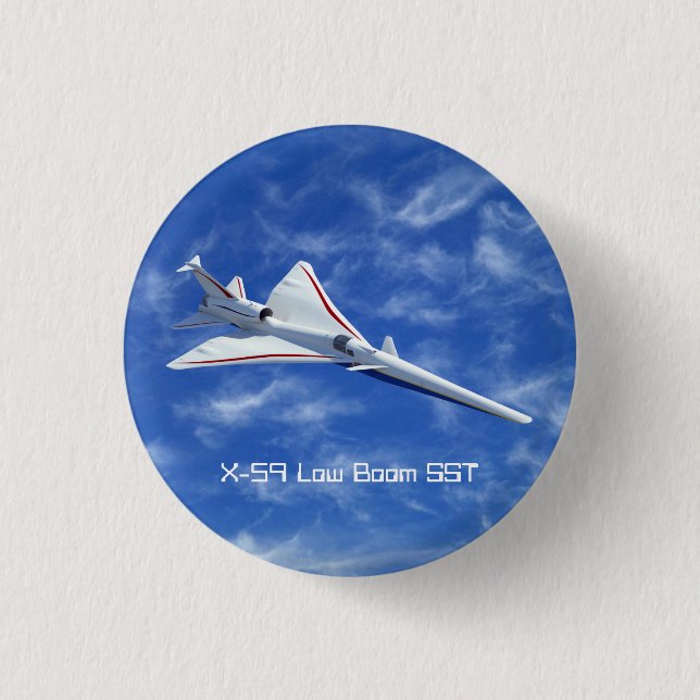 X-59 Low Boom Supersonic Jet Aircraft 1 Inch Round Button (Front)
