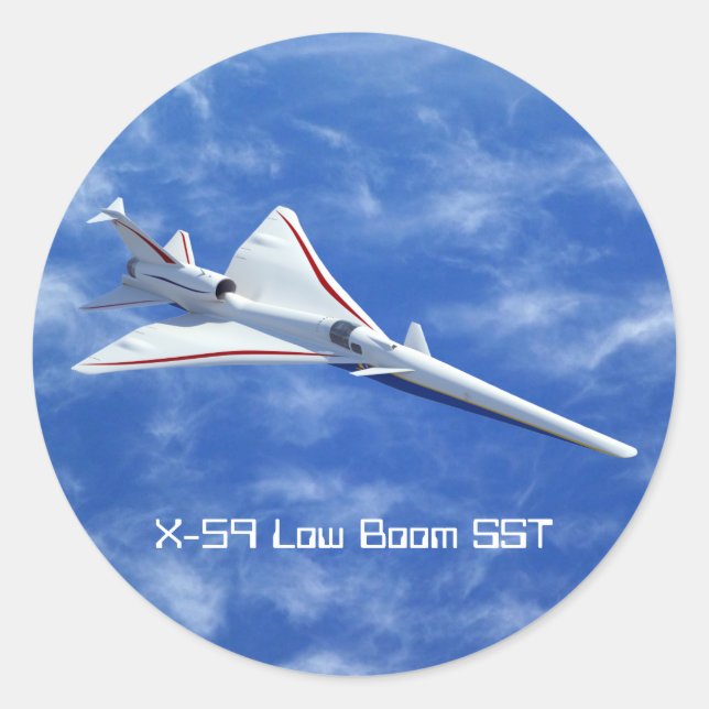 X-59 Low Boom Supersonic Jet Aircraft Classic Round Sticker (Front)