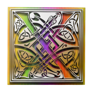 X Carreau de monogramme personnalisé arc-en-ciel c
