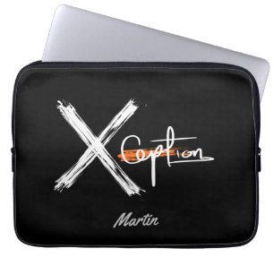 X Ception Cool Black and White Custom Name Laptop Sleeve