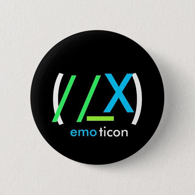 (//_X)emoticon 2 Inch Round Button (Front)