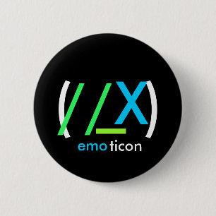(//_X)emoticon 2 Inch Round Button