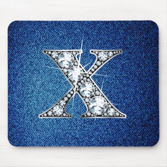 X Faux-"Diamond Bling" on Denim Mousepad (Front)