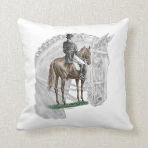 X-Halt Salute Dressage Horse Throw Pillow