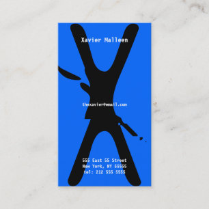 X Letter Alphabet Business Card Neon Blue