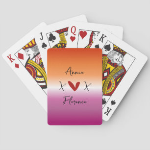 X Love X Sunset Lesbian Flag Playing Cards