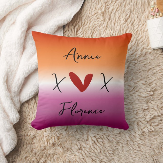 X Love X Sunset Lesbian Flag Throw Pillow (Blanket)