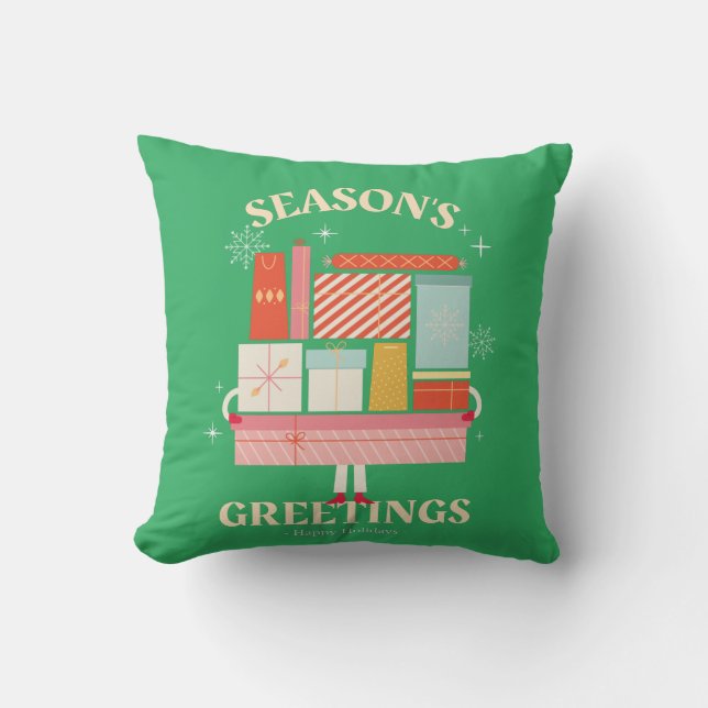 X-mas Gift Box surprise illustratation Throw Pillow (Front)