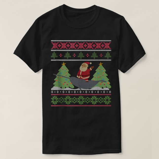 X-Mas Narwhal Killer Whale Knit Look Ugly Christma T-Shirt (Design Front)