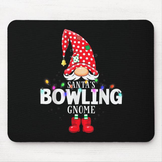 X-mas Santa's Bowling Gnome Christmas Matching  Mouse Pad (Front)