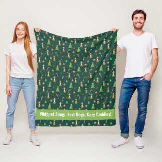X mas Whippet Wonderland with custom text Fleece Blanket