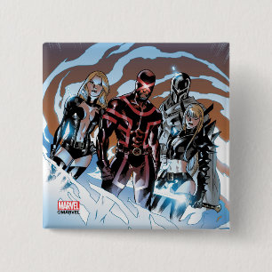 X-Men   Emma Frost, Cyclops, Magneto, & Magik 2 Inch Square Button