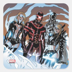 X-Men   Emma Frost, Cyclops, Magneto, & Magik Square Sticker
