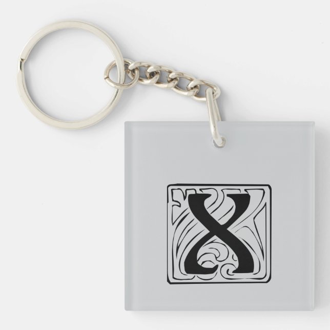 X Monogram black Keychain (Front)