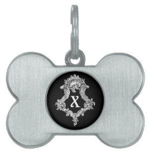 X Monogram Initial Pet Name Tag