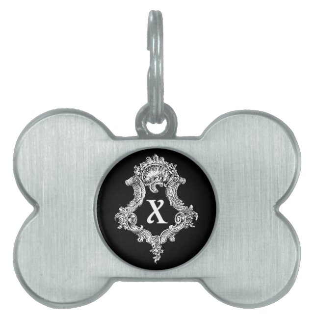 X Monogram Initial Pet Name Tag (Front)